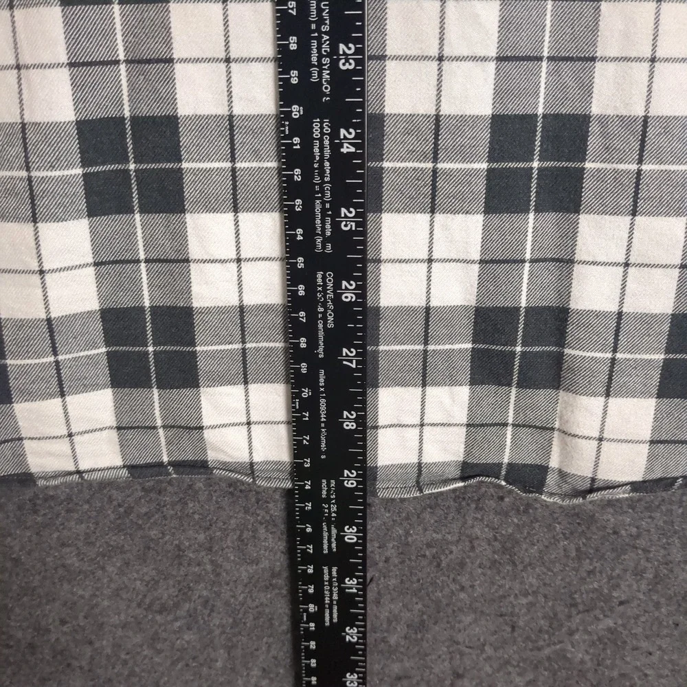 Banana Republic‎ Mens Plaid Button Front Shirt Black White Check Long Sleeve M